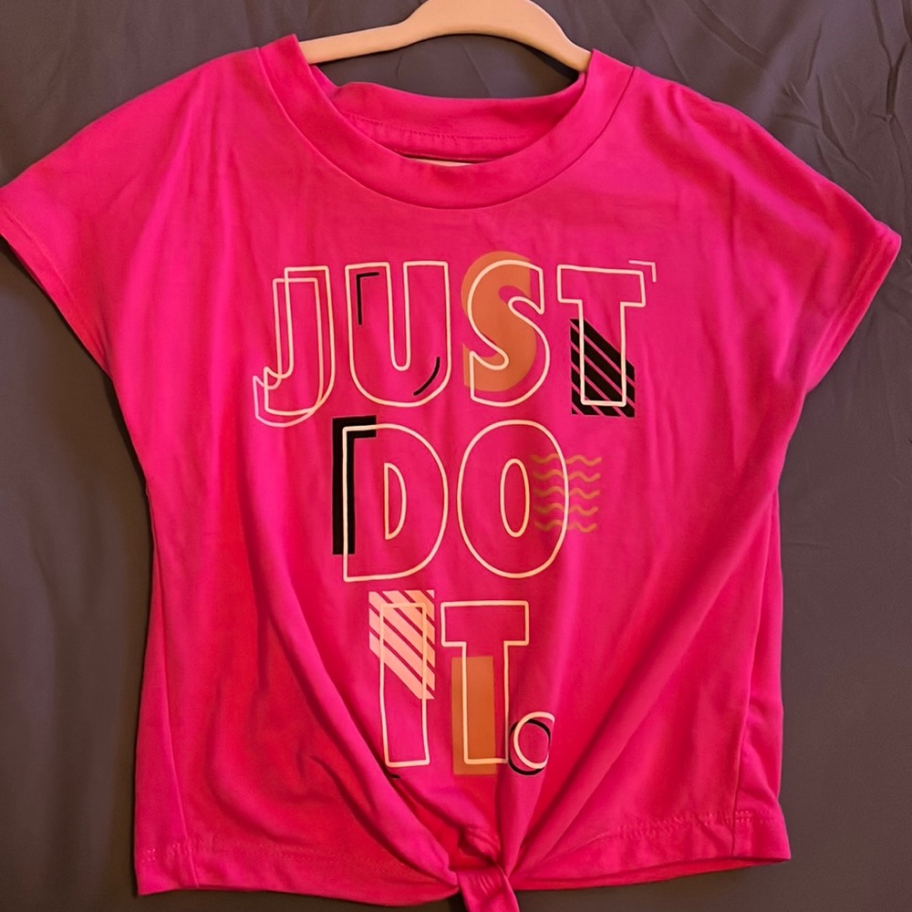 4T Pink Nike T-Shirt Knot Tie Front